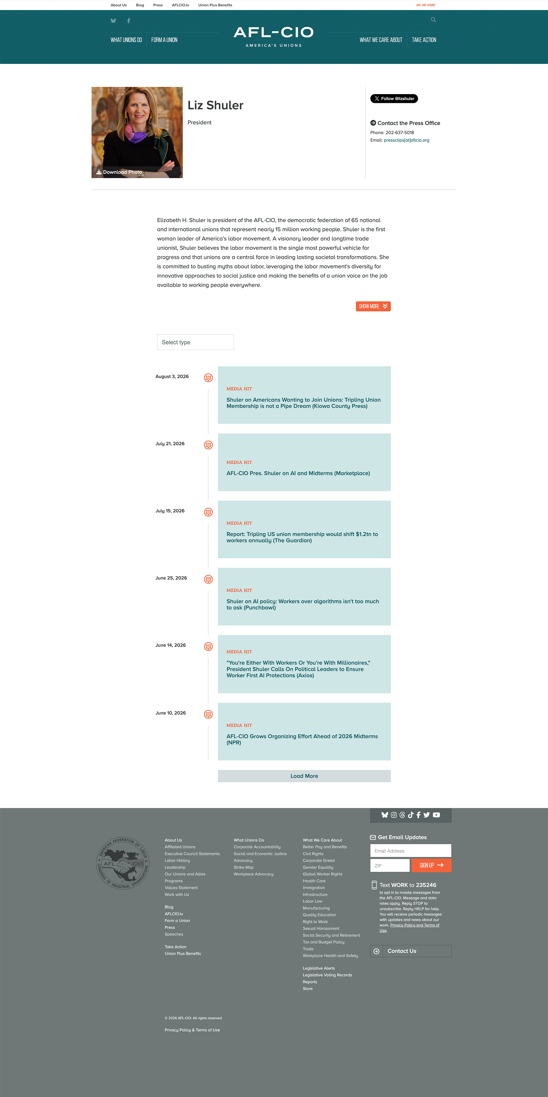 About Us Bio Page screenshot